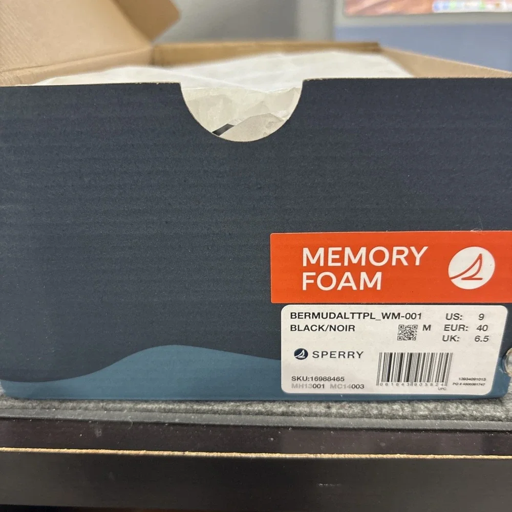 Sperry memory foam, Women's Bermuda tennis shoe, Black, Size 9